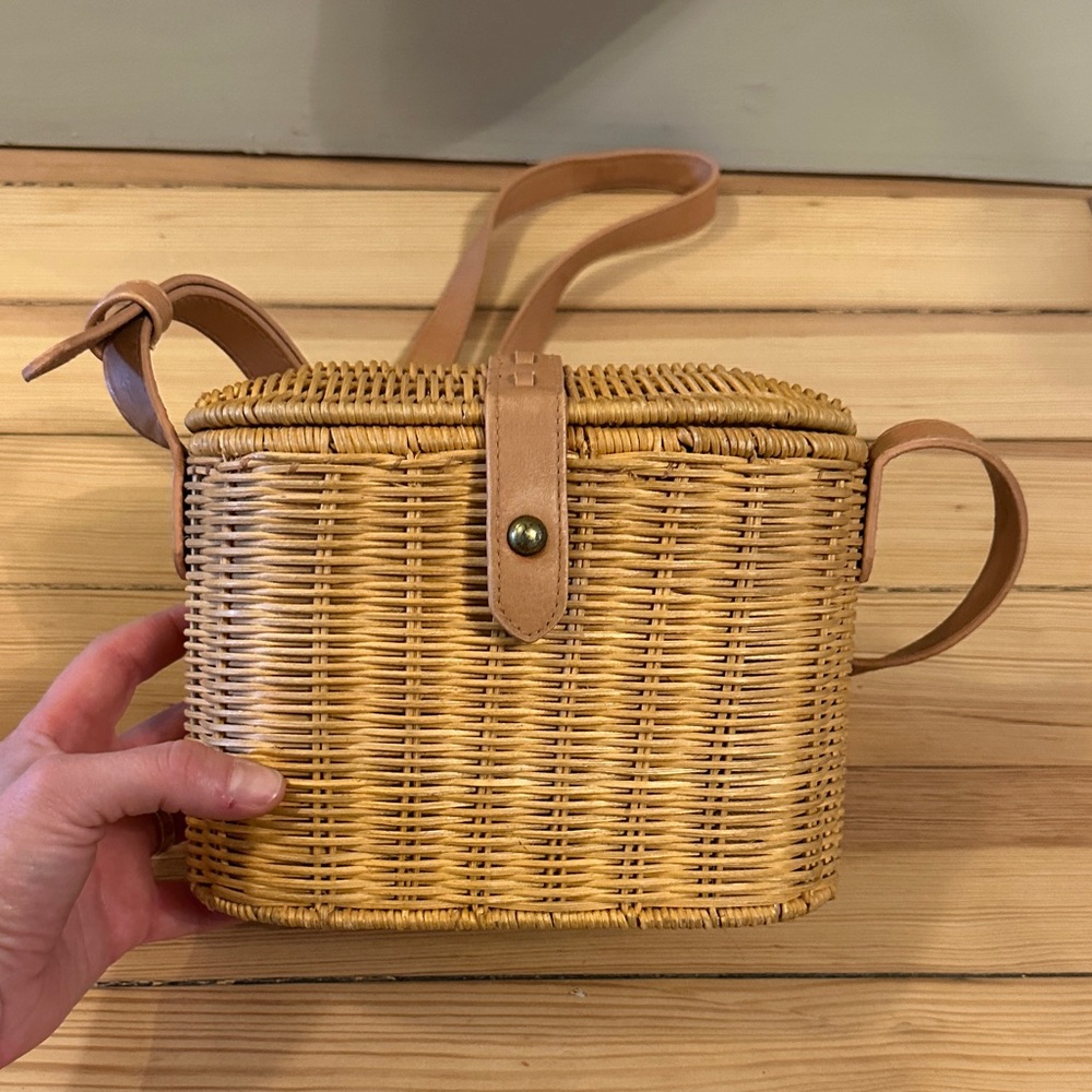 Tan Woven Crossbody Bag
